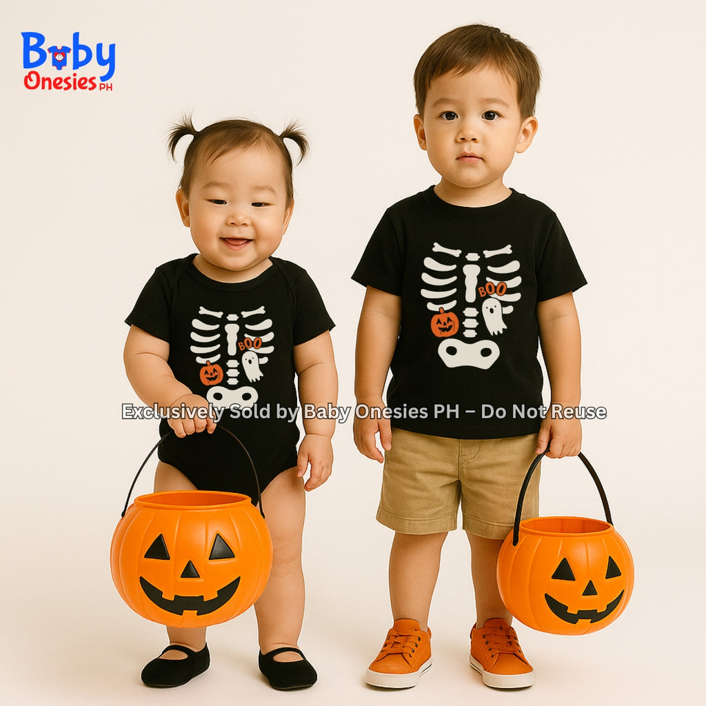 Halloween Skeleton Boo Trick or Treat Baby Onesie & Kids Shirt | Matching Sibling Outfit – Baby Onesies PH