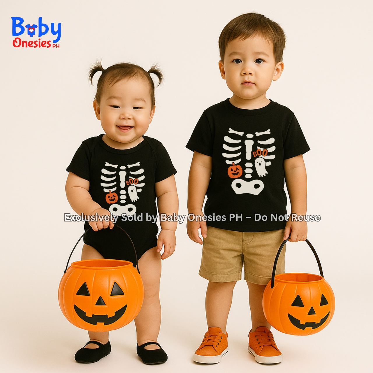 Halloween Skeleton Boo Trick or Treat Baby Onesie & Kids Shirt | Matching Sibling Outfit – Baby Onesies PH