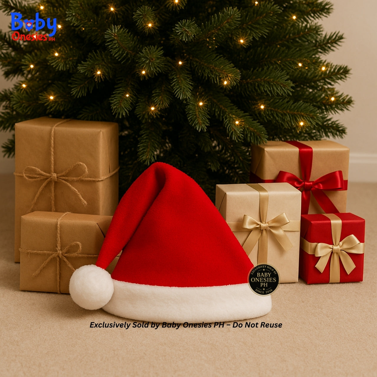 Custom Baby Santa Hat Personalized with Name | Christmas Outfit (0–18 Months)