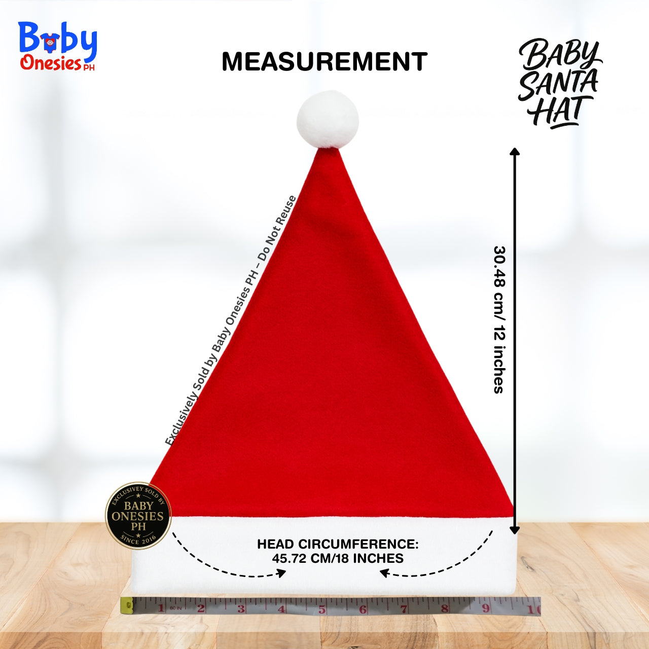 Custom Baby Santa Hat Personalized with Name | Christmas Outfit (0–18 Months)