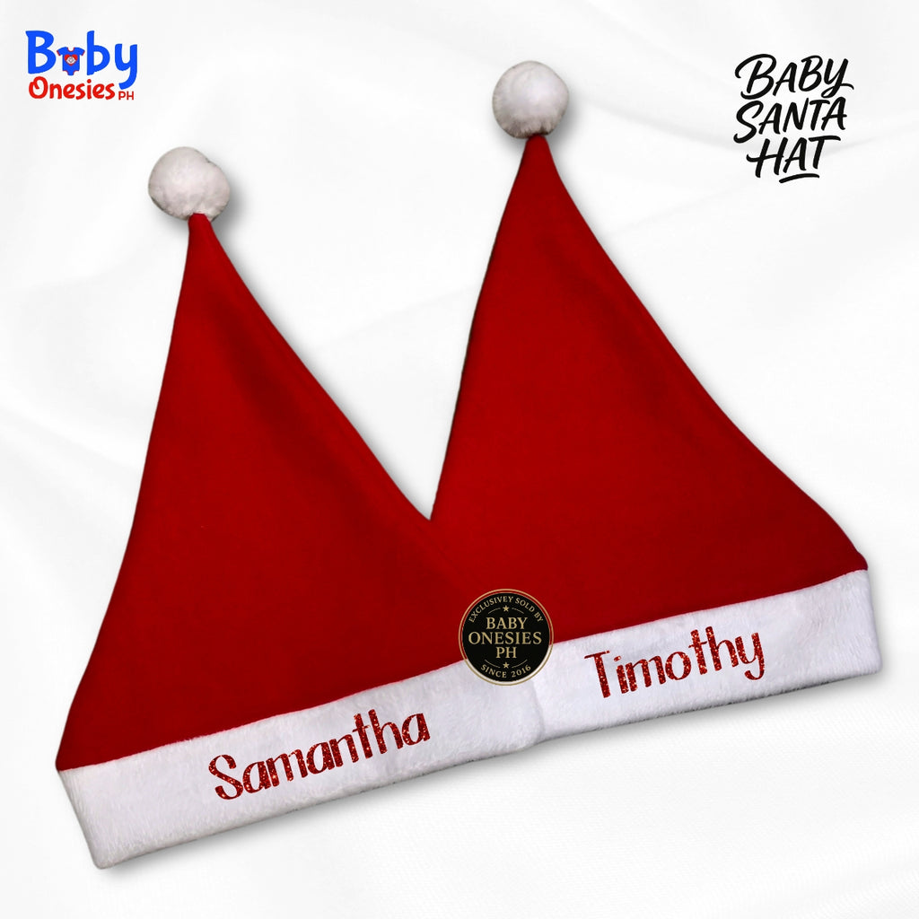 Custom Baby Santa Hat Personalized with Name | Christmas Outfit (0–18 Months)