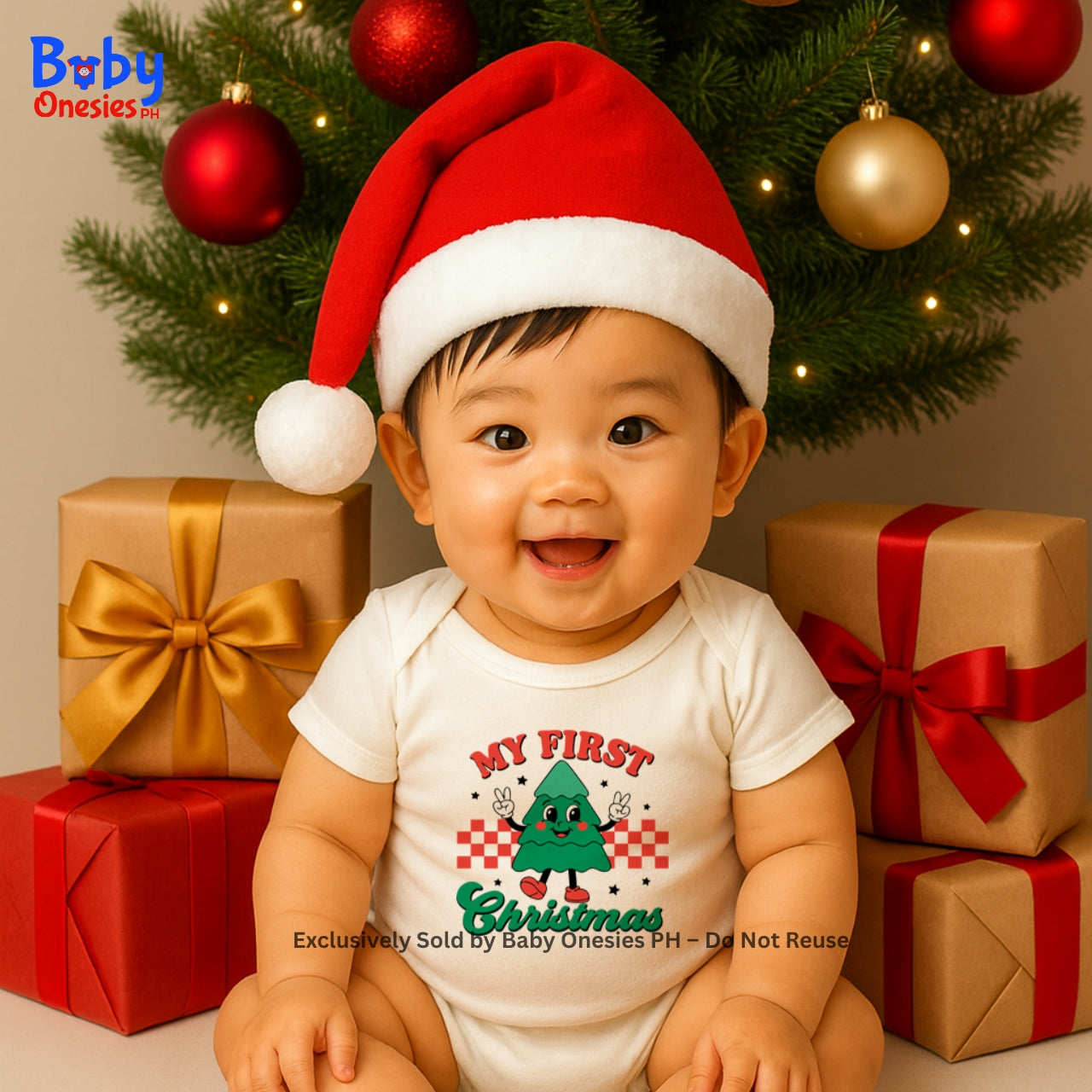Custom Baby Santa Hat Personalized with Name | Christmas Outfit (0–18 Months)