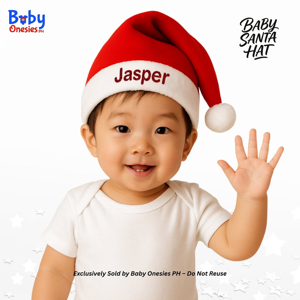 Custom Baby Santa Hat Personalized with Name | Christmas Outfit (0–18 Months)