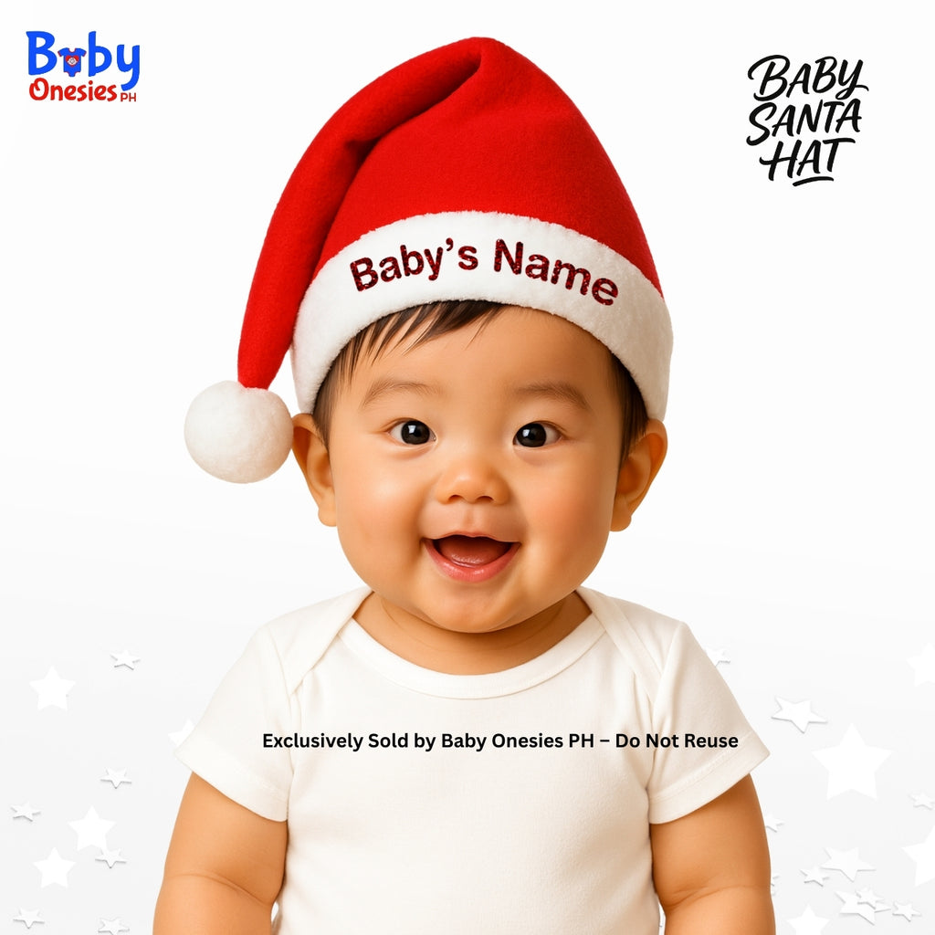 Custom Baby Santa Hat Personalized with Name | Christmas Outfit (0–18 Months)
