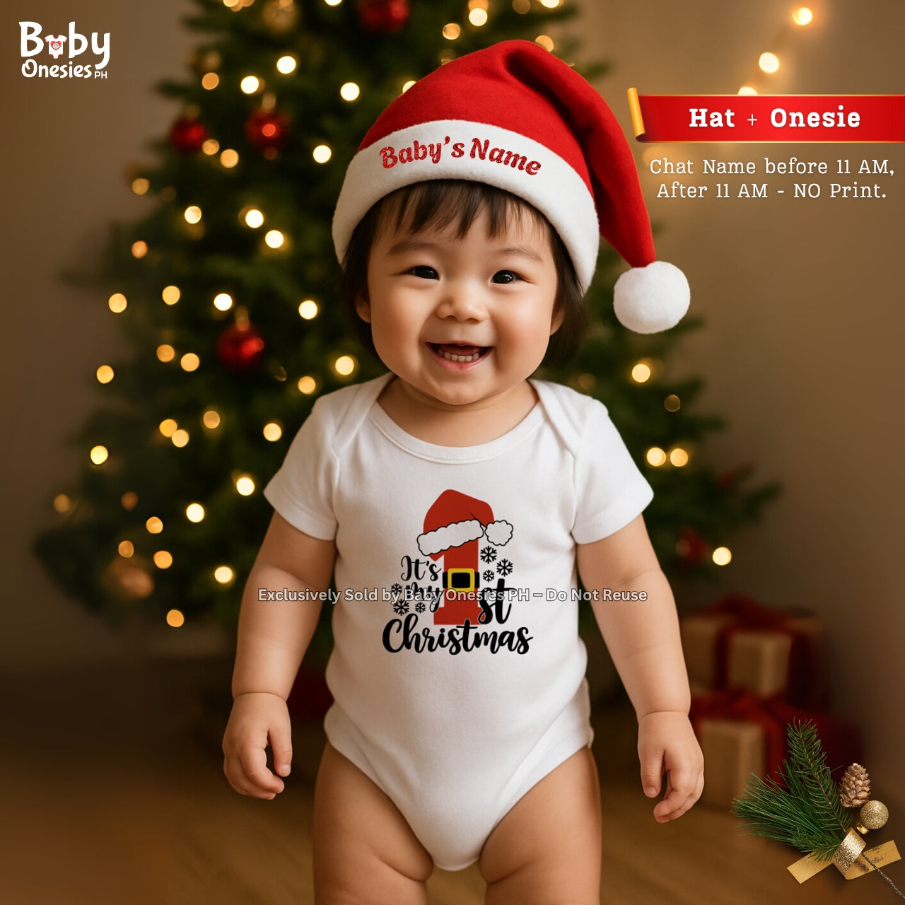 My 1st Christmas Baby Onesie & Personalized Santa Hat | Baby Onesies PH