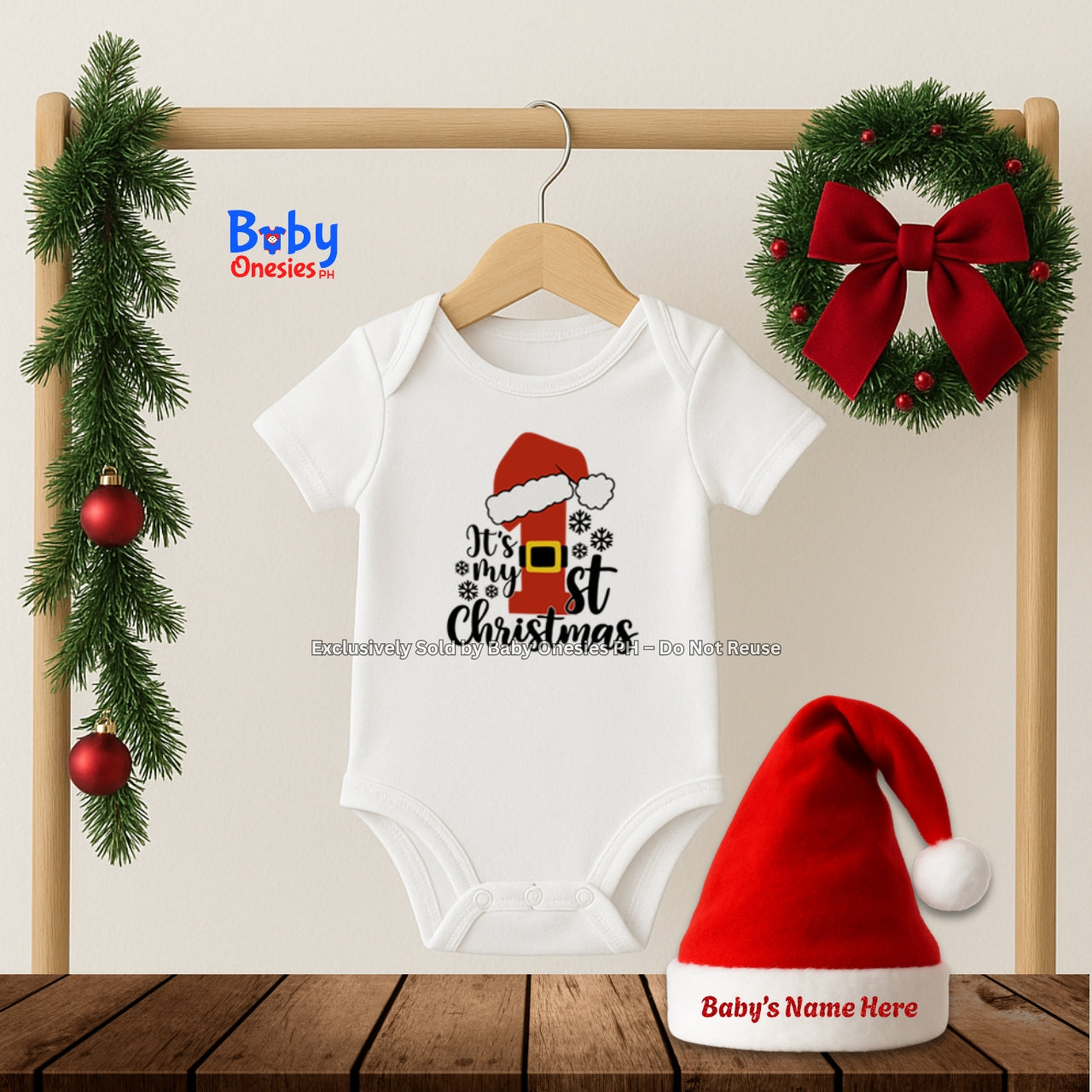 My 1st Christmas Baby Onesie & Personalized Santa Hat | Baby Onesies PH