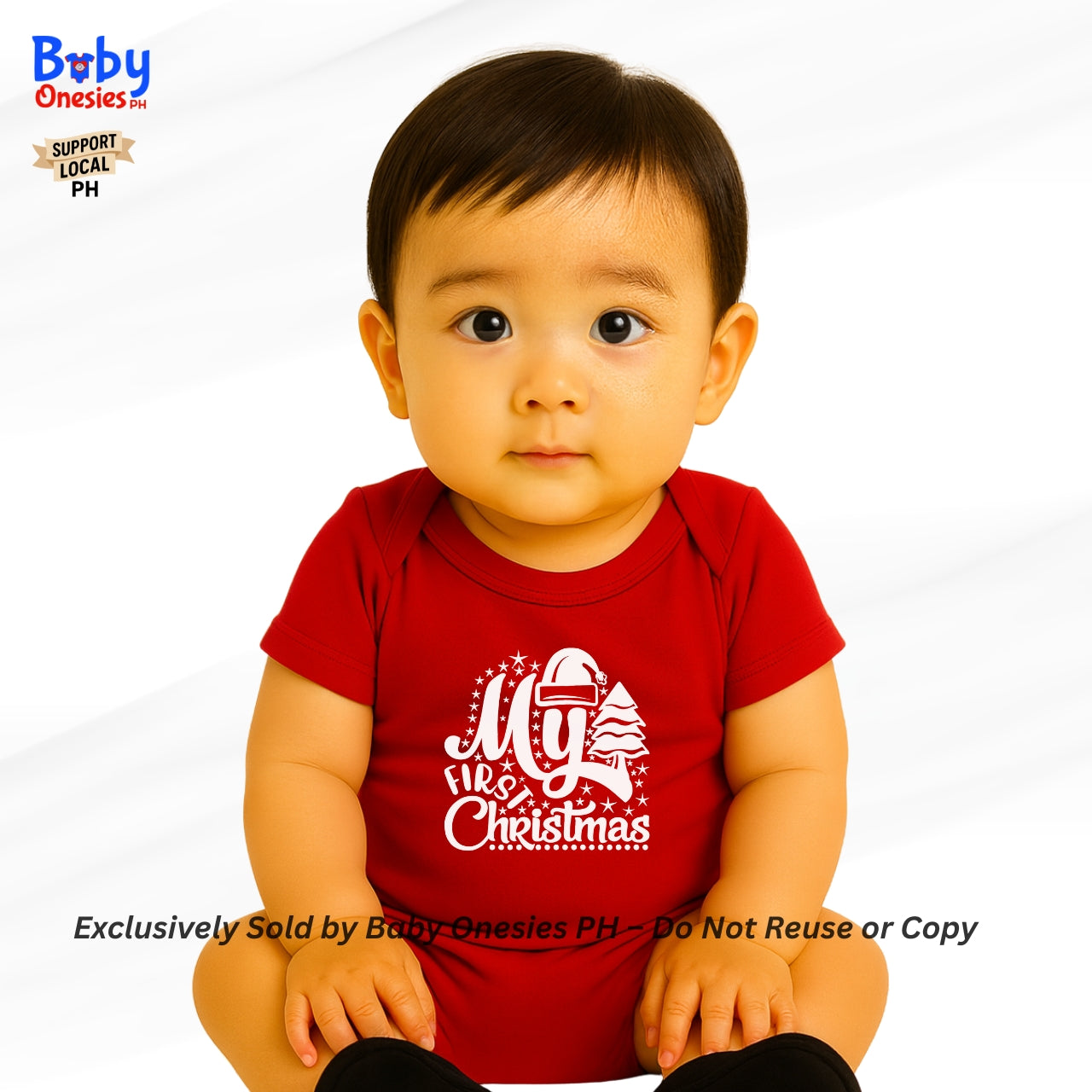 My 1st Christmas & New Year Baby Onesie | Personalized Santa Hat | Cotton Infant Romper | Baby Onesies PH