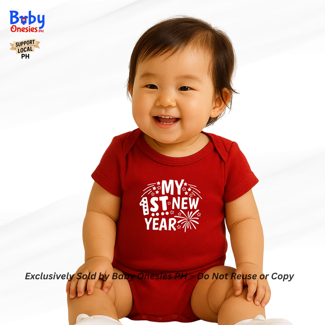 My 1st Christmas & New Year Baby Onesie | Personalized Santa Hat | Cotton Infant Romper | Baby Onesies PH