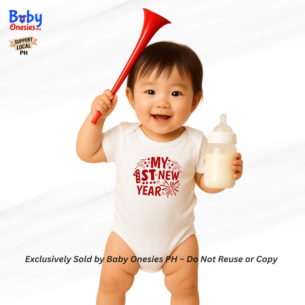 My 1st Christmas & New Year Baby Onesie | Personalized Santa Hat | Cotton Infant Romper | Baby Onesies PH