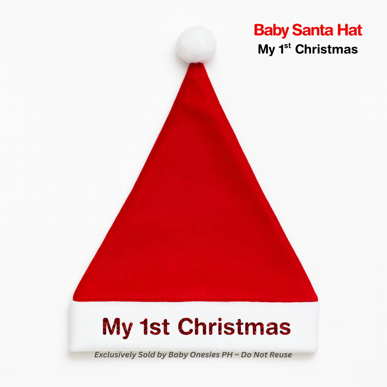 Custom Baby Santa Hat Personalized with Name | Christmas Outfit (0–18 Months)